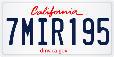 CA license plate 7MIR195
