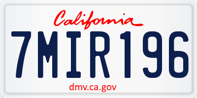 CA license plate 7MIR196