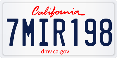 CA license plate 7MIR198