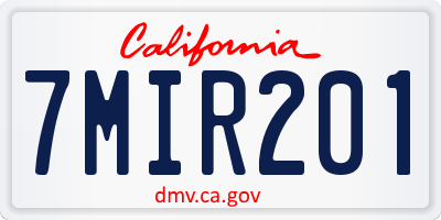 CA license plate 7MIR201