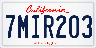 CA license plate 7MIR203