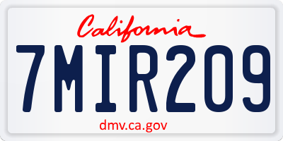 CA license plate 7MIR209