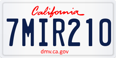 CA license plate 7MIR210