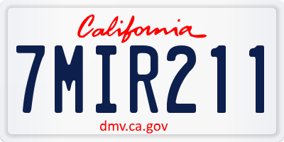 CA license plate 7MIR211