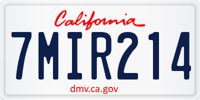 CA license plate 7MIR214