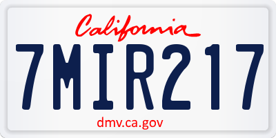 CA license plate 7MIR217