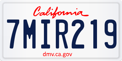 CA license plate 7MIR219