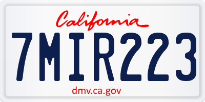 CA license plate 7MIR223
