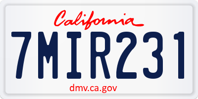 CA license plate 7MIR231