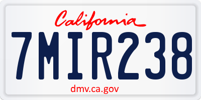 CA license plate 7MIR238
