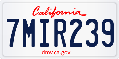 CA license plate 7MIR239