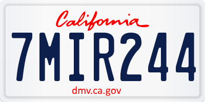 CA license plate 7MIR244