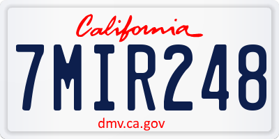 CA license plate 7MIR248