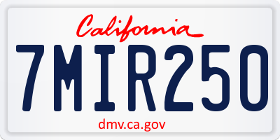 CA license plate 7MIR250