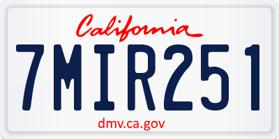 CA license plate 7MIR251