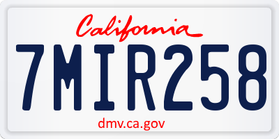 CA license plate 7MIR258