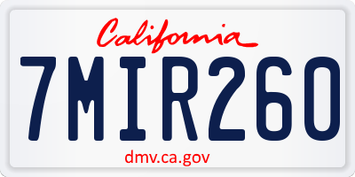 CA license plate 7MIR260