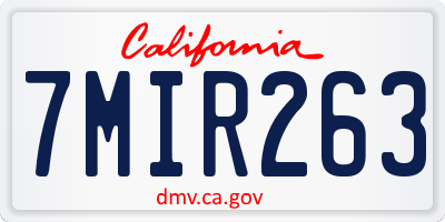 CA license plate 7MIR263