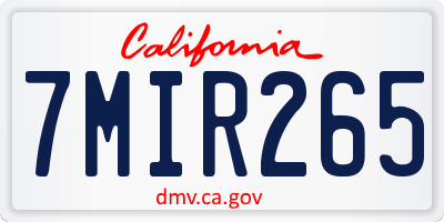 CA license plate 7MIR265