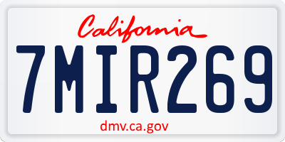 CA license plate 7MIR269