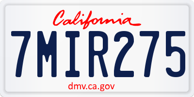 CA license plate 7MIR275