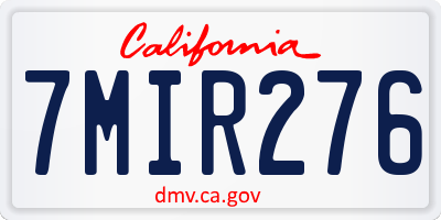 CA license plate 7MIR276
