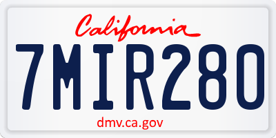 CA license plate 7MIR280