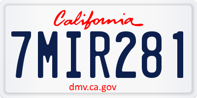 CA license plate 7MIR281