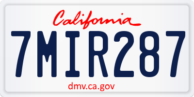CA license plate 7MIR287