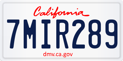 CA license plate 7MIR289
