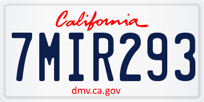 CA license plate 7MIR293