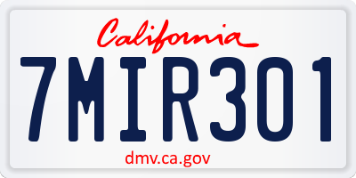 CA license plate 7MIR301