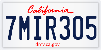 CA license plate 7MIR305