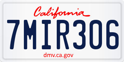 CA license plate 7MIR306
