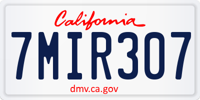 CA license plate 7MIR307