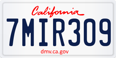 CA license plate 7MIR309
