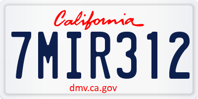 CA license plate 7MIR312