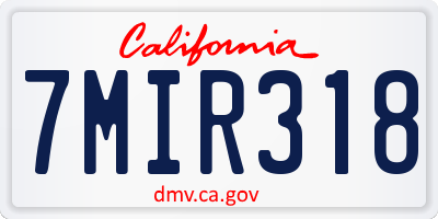 CA license plate 7MIR318
