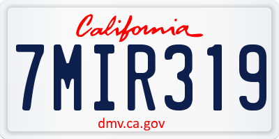 CA license plate 7MIR319