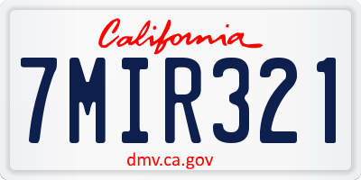 CA license plate 7MIR321