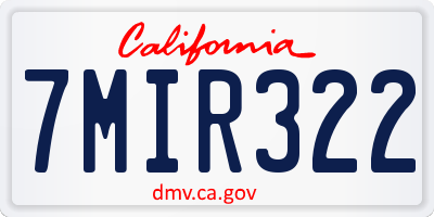 CA license plate 7MIR322