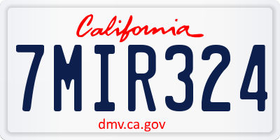 CA license plate 7MIR324