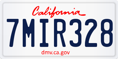 CA license plate 7MIR328