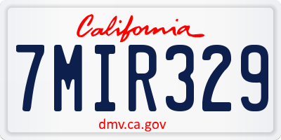 CA license plate 7MIR329