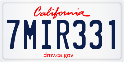 CA license plate 7MIR331