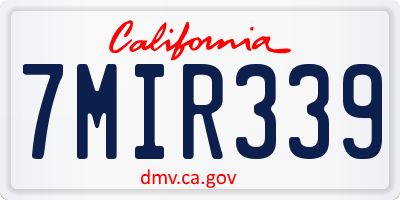 CA license plate 7MIR339