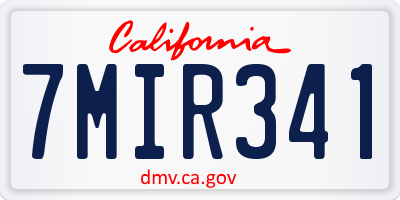CA license plate 7MIR341
