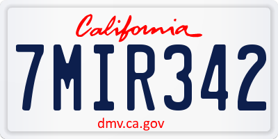 CA license plate 7MIR342