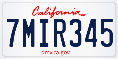 CA license plate 7MIR345