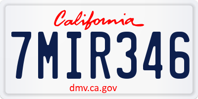 CA license plate 7MIR346